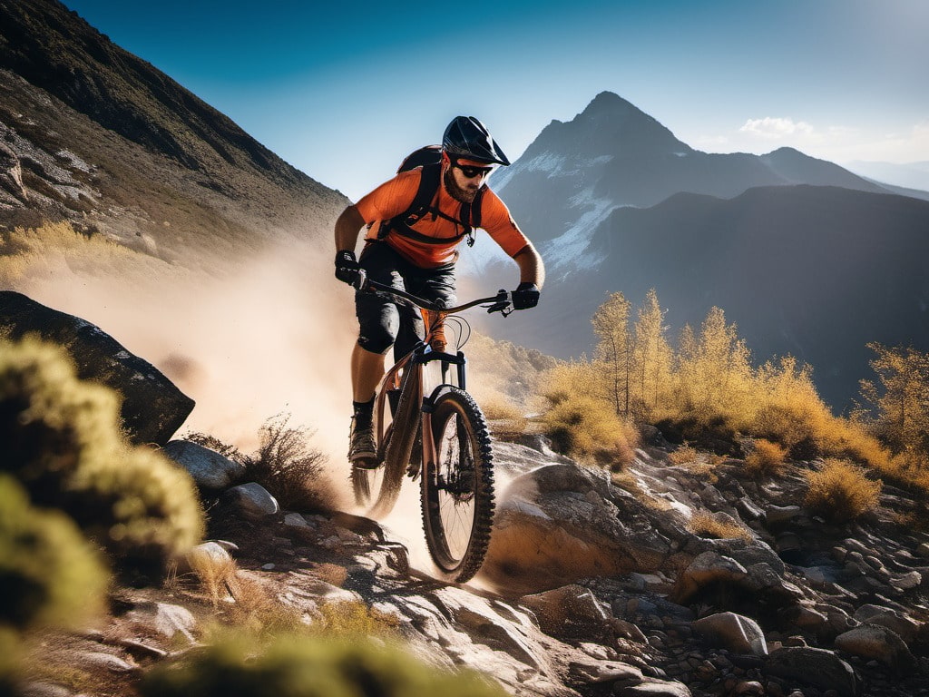 Mit einem Mountainbike durch die Berge